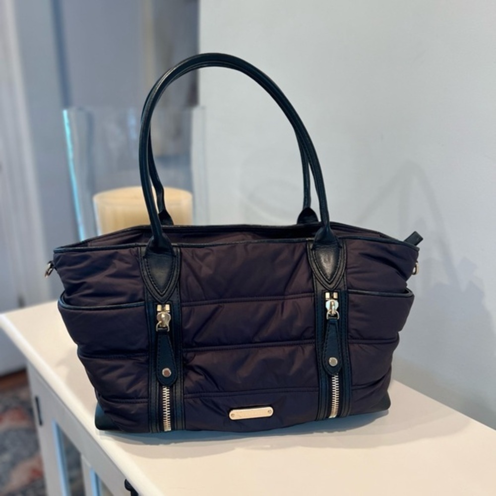 Burberry Black Quilted Nylon Baby Bag Tote